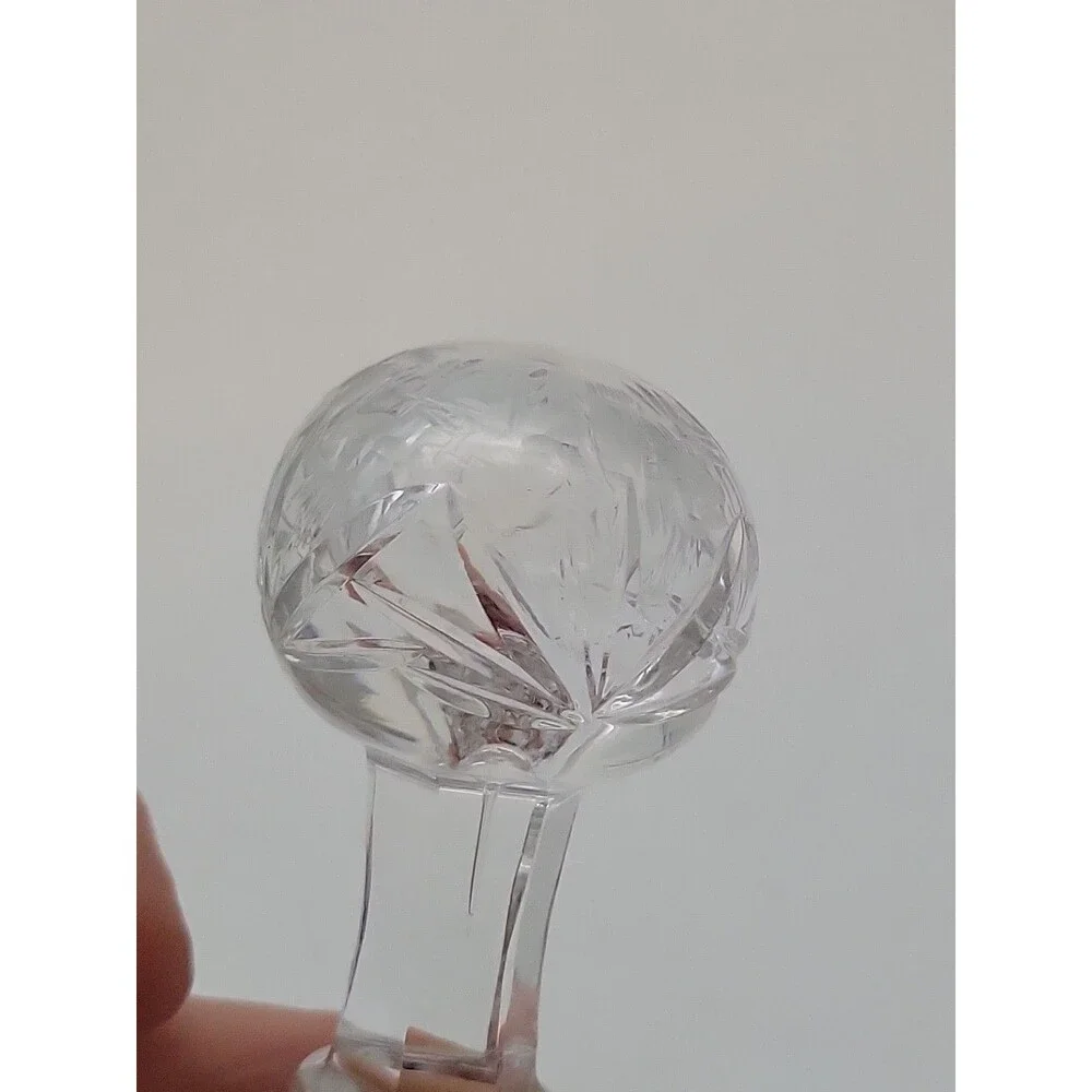 Vintage Replacement Cut Crystal Round Decanter Stopper Only Flowers Etched